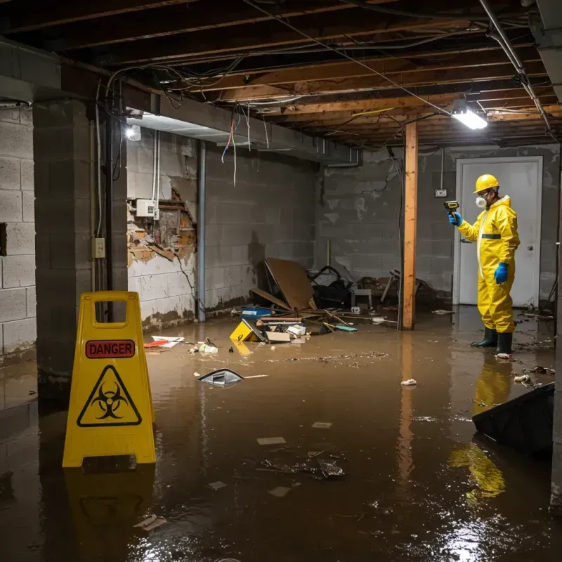 Flooded Basement Electrical Hazard in Montello, WI Property